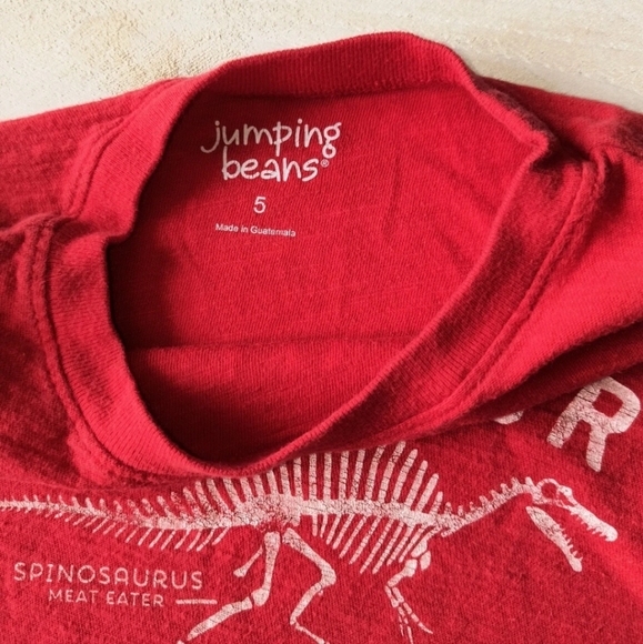 Jumping Beans Boys Toddler Dinosaur Fossil Long sleeve Graphics Red Shirt 5 - Picture 3 of 4
